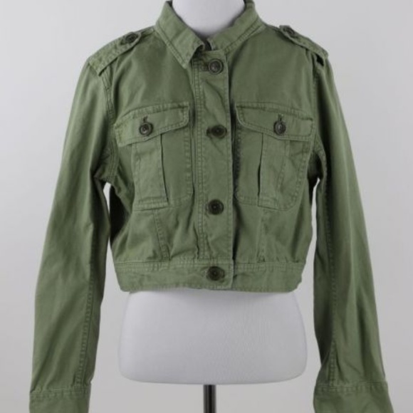 J. Crew Jackets & Blazers - J. Crew Army Green Cotton Cropped Utility Jacket M